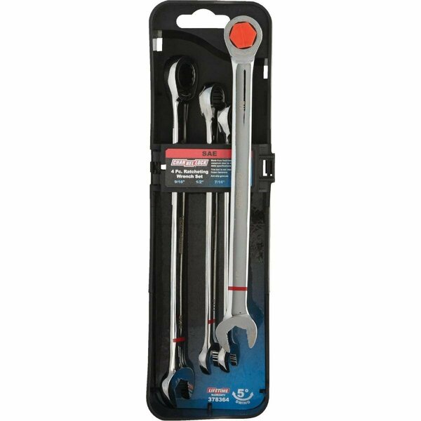 Channellock Standard 12-Point Ratcheting Combination Wrench Set 4-Piece 378364